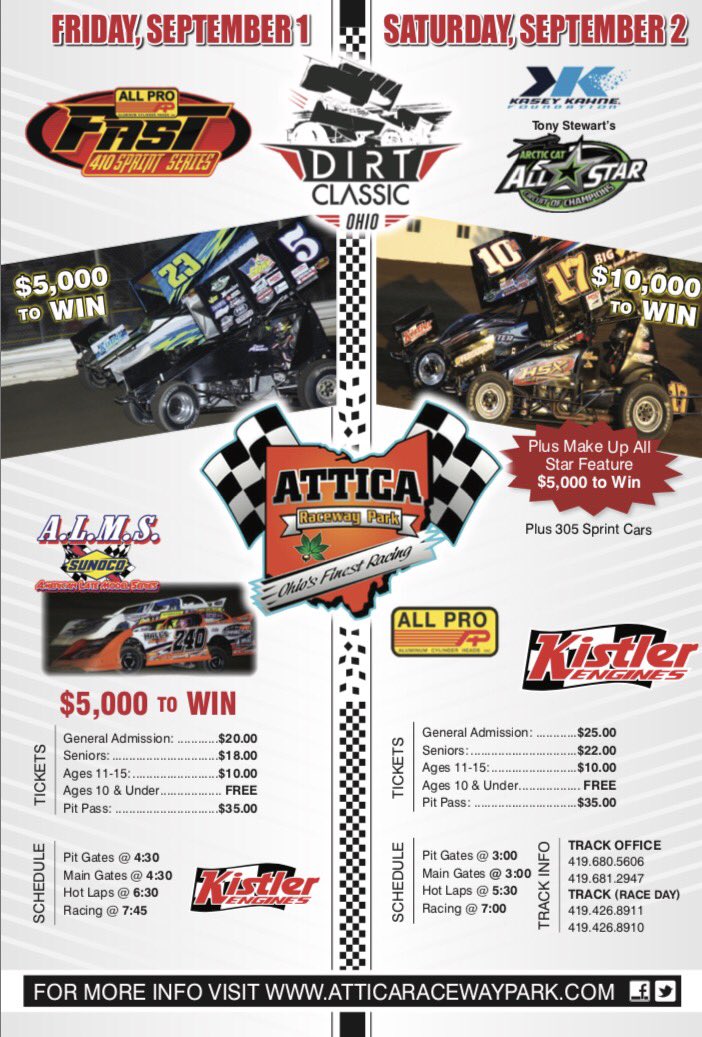 atticaracewyprk's tweet photo. ❤️ &amp; RT for a chance to win a FREE pit pass to next weekends Attica Ambush! (Winner gets to choose which night to use the pass.) https://t.co/wPEuFVogeY