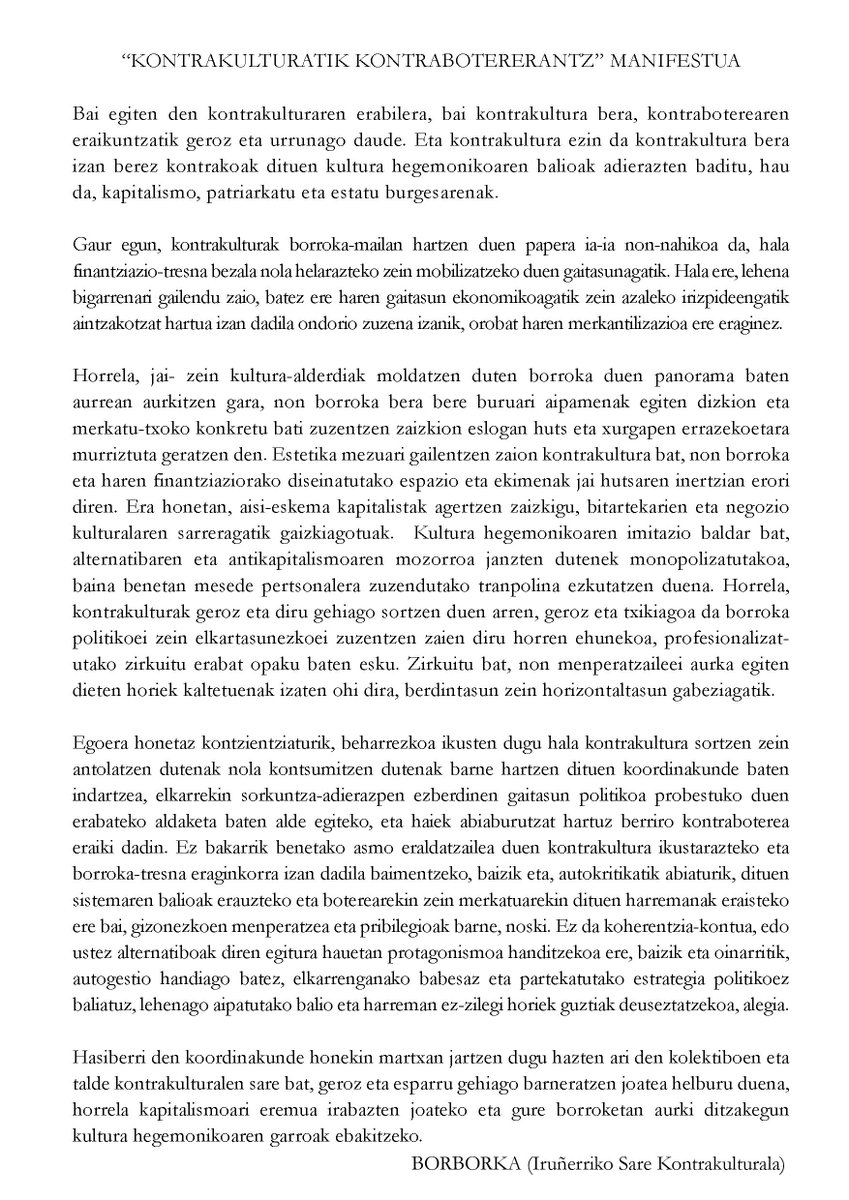 BorborkaSarea's tweet photo. Gure manifestua euskaraz! zabaldu! https://t.co/Iuctcbglxu