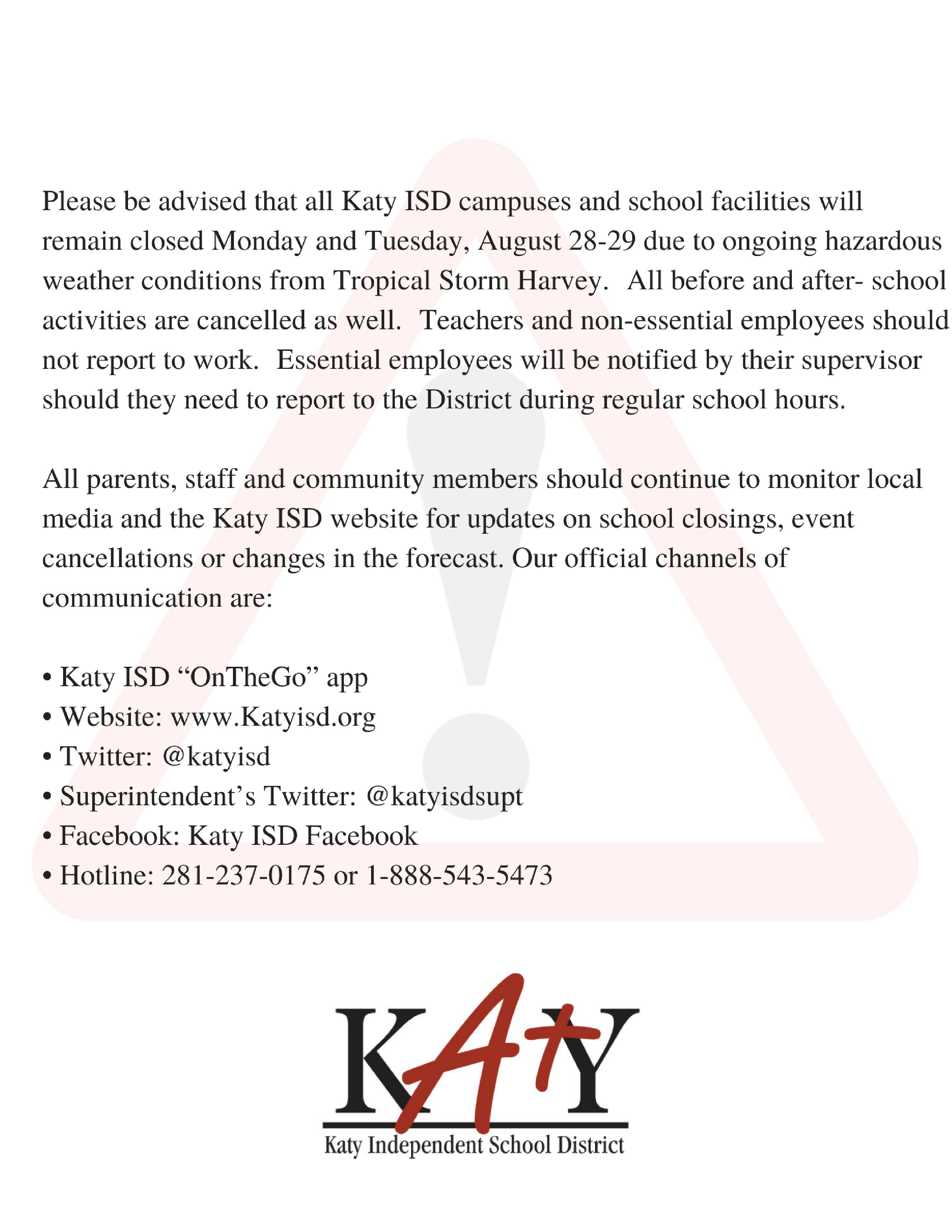 Bad Weather Communication - Community Independent School District