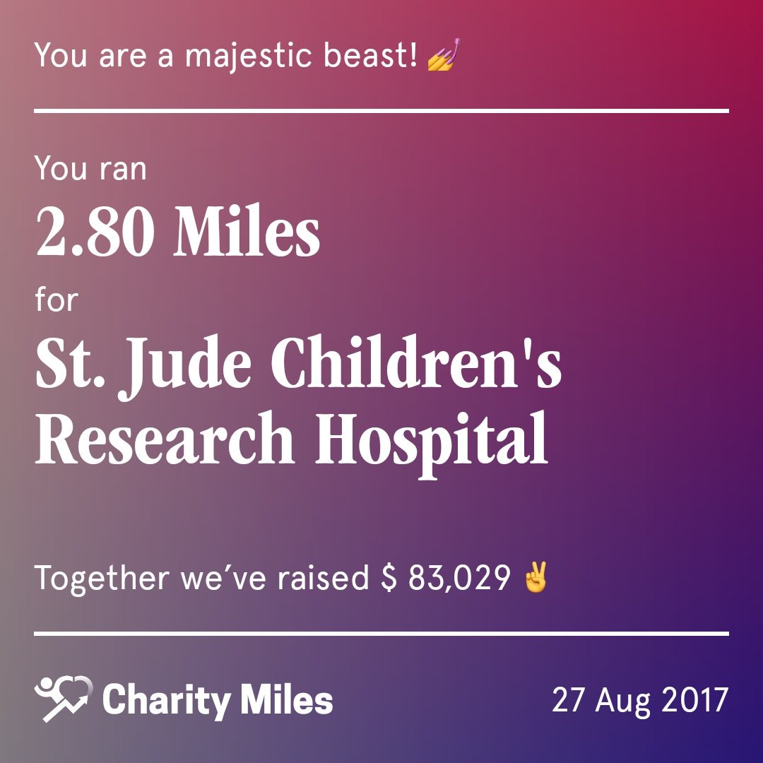 endernc2's tweet photo. 2.8 @CharityMiles for @StJude. Thanks to @AllWhitesEggs for sponsoring me! #Fitlanthropy
https://t.co/Yr67NipEc4 https://t.co/EiJGG2WoA0