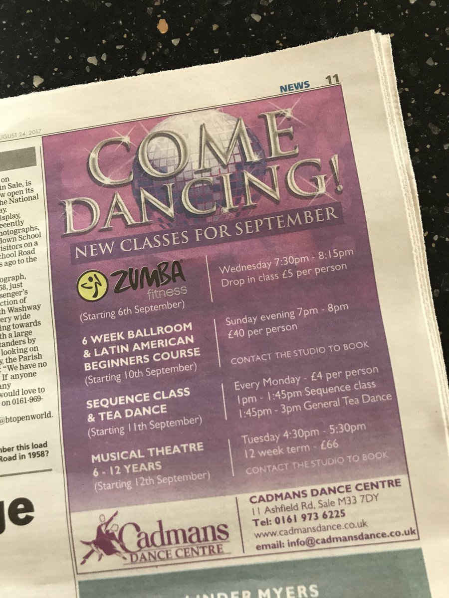 Have you seen our advert in this week’s Sale &amp; Altrincham Messenger?! Details of all our new classes starting soon #cadmans #salemanchester
