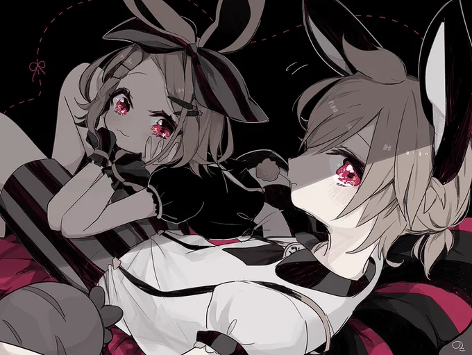 お題箱よりうさ耳鏡音〜! 