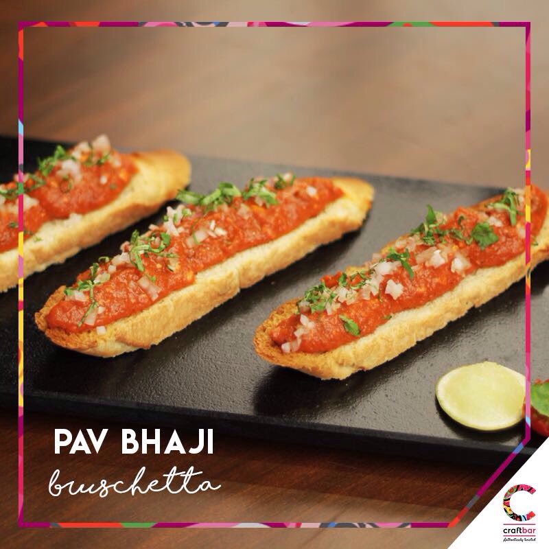 CraftbarBKC's tweet photo. Fusion is bringing the best of two worlds together. Come savour our 'Pav Bhaji Bruschetta' to treat your tastebuds! 

#AuthenticallyTwisted https://t.co/rU25zx1bOq