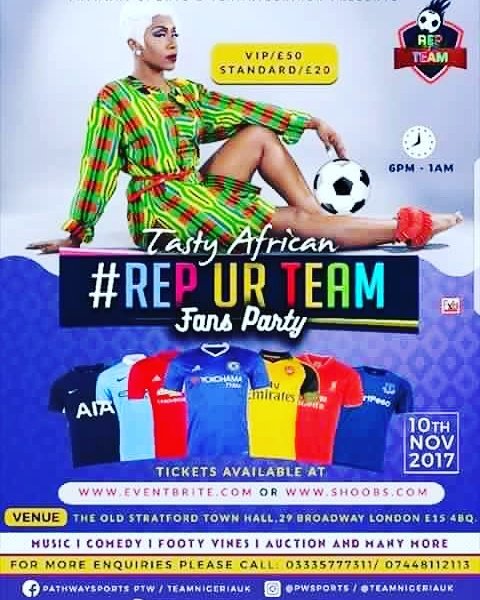 carmel_britto's tweet photo. I've got my #RepUrTeam fans party tickets & T-shirt from @Team_NigeriaUK, looking forward to the event
Tickets via
https://t.co/tB30fgFyFH https://t.co/Phg0rBoQg7