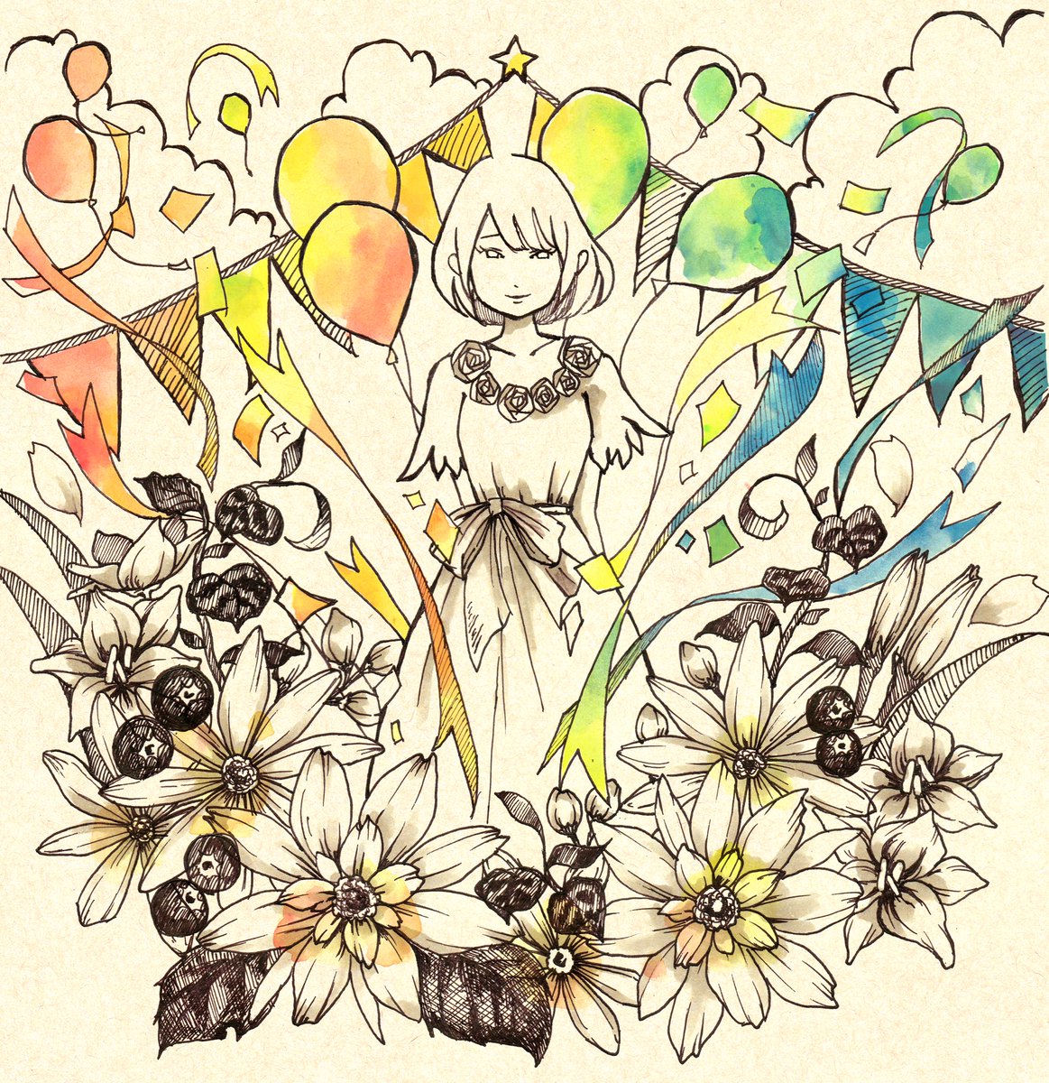 中村歩 作曲家 コハクノアカリ Twitterren イラスト ファンファーレが響く頃 製作過程 コハクノアカリ アルバムジャケット