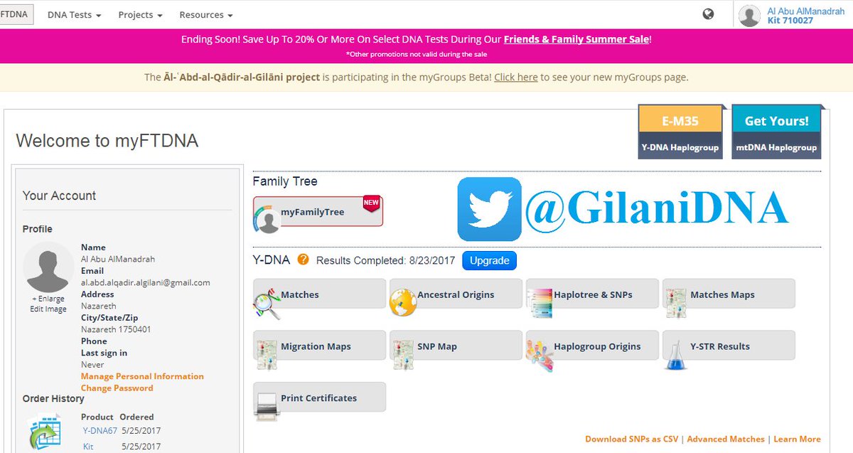 GilaniDNA's tweet photo. يسر #مشروع_الجيلاني_لفحص_الحمض_النووي إعلان نتيجة آل أبو أسعد المناذرة من مدينة الناصرة فلسطين على السلالة E-M35 فحص 67 ماركر مبارك لصاحبها. https://t.co/GQNu2hHODO