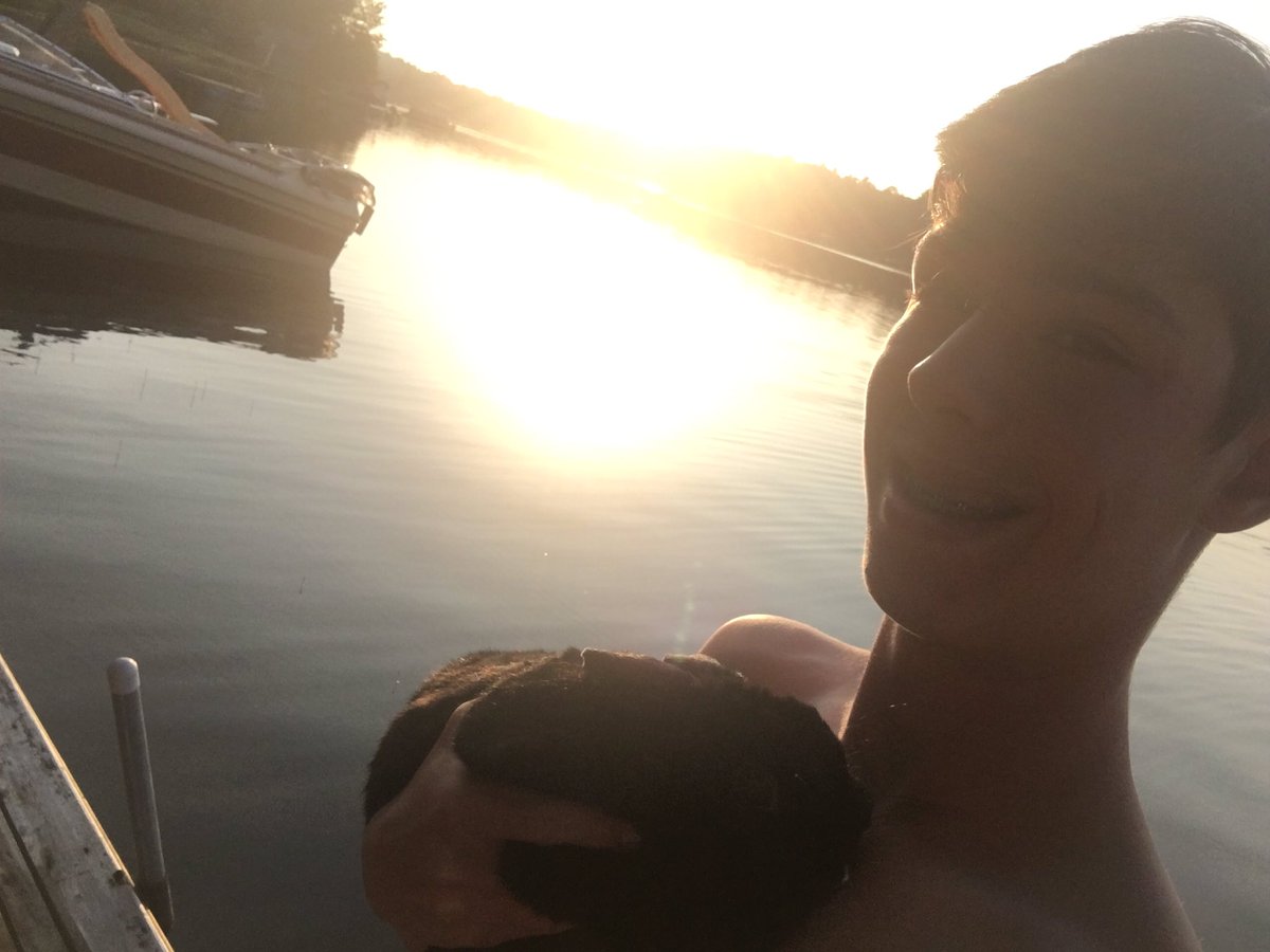 PamleePlee's tweet photo. My son's #koolsummerselfie @KoolFMBarrie 
Beautiful South Lake.     With our bunny #tranquilly https://t.co/BNl3BuAEmz