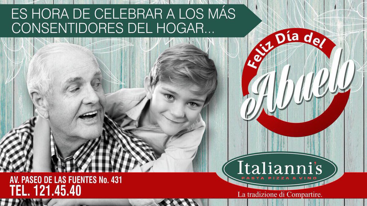 LinceDisplayTux's tweet photo. Porque se merece un festejo especial, #Italiannis te espera con toda la familia para apapacharlo #FelizDíaDelAbuelo https://t.co/w62jmajb6o