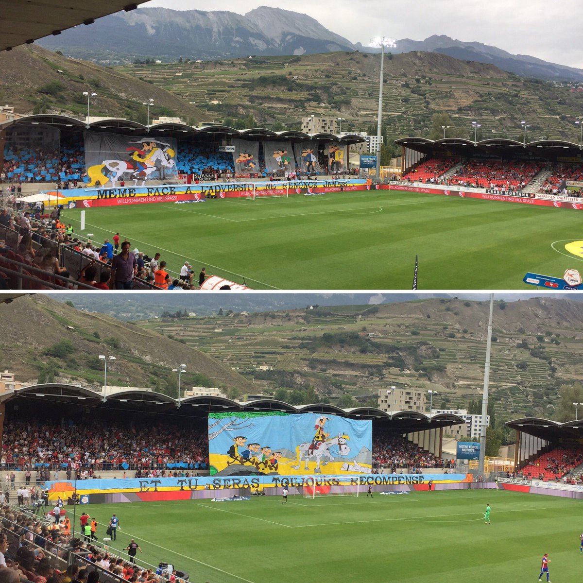 fussball_ch's tweet photo. RT FCSion: Un grand merci aux supporters pour leur magnifique travail ! ⚪️🔴👏🏼
#FCSFCB #GradinNord #HopSion https://t.co/9339ZHBcRq