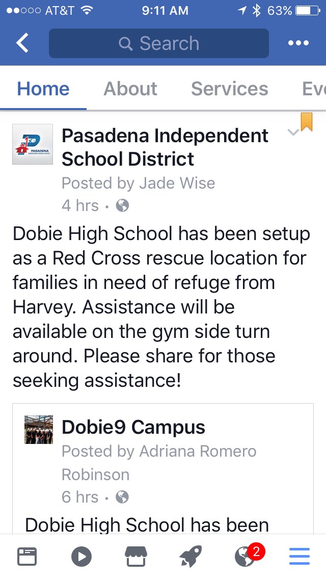 Dobie has been set up as a Red Cross rescue location for families in need.