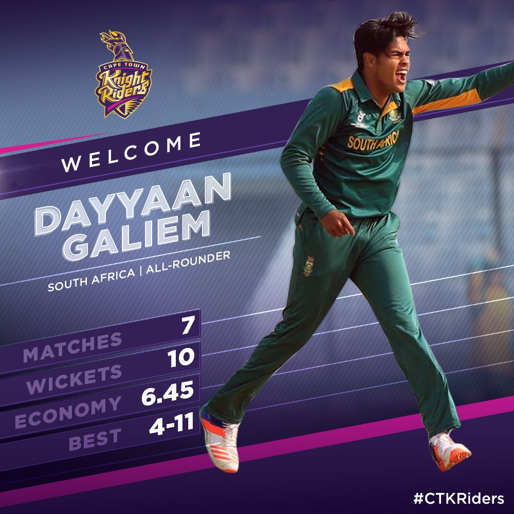 CTKRiders's tweet photo. #KnightingCeremony
20 year old, Dayyaan Galiem hailing from Cape Town couldn't ask for a better opportunity then this. ๐ #T20GL #T20GLdraft https://t.co/gqN3BJr5HA