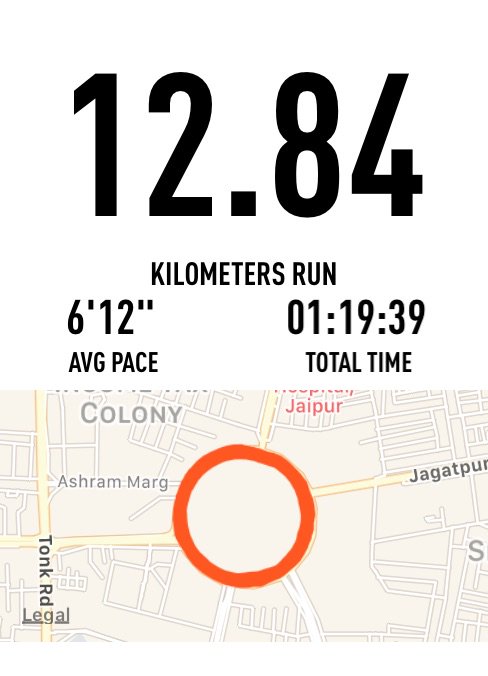 ahamAyush's tweet photo. Today, I ran 12.84km in 1h 19m 39s at average pace of 6.12 min/km.#GetSetRun @getsetrun https://t.co/PX7Jan8WqR