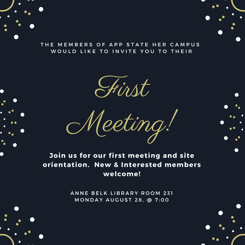 HCAppState's tweet photo. Happy Sunday y'all! Our first meeting is tomorrow! The perfect time to learn what we're all about!🖤💛#appstate21 https://t.co/UAarSFb5tx