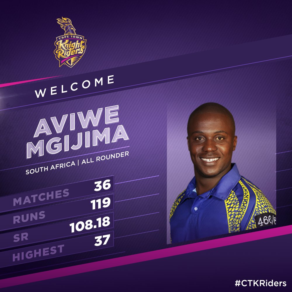 CTKRiders's tweet photo. #KnightingCeremony
@AviweMgijima fills the final spot. Our squad has a good blend of young and experience contenders. #T20GL #T20GLdraft https://t.co/Az9BiylJ3X