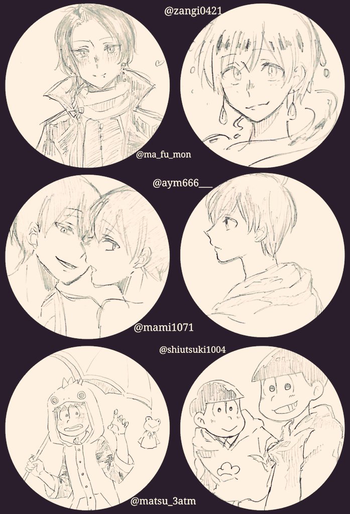# いいねした人のアイコンを自分の絵柄で描く 
アナログ白黒ですみませんひとまず6人の方をば
いいねありがとうございました! 