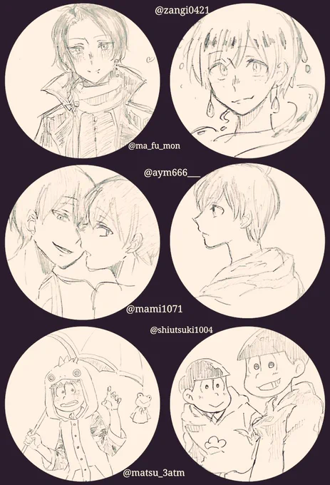 # いいねした人のアイコンを自分の絵柄で描く 
アナログ白黒ですみませんひとまず6人の方をば
いいねありがとうございました! 