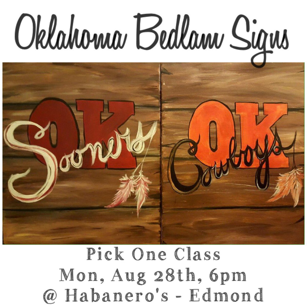wineandpalette's tweet photo. Tomorrow Night! Okie Bedlam Signs in Edmond! Sign up on https://t.co/4HGLThRdTh
๐ท๐จ๐
#paintpartyok #artclassesok #okiebedlam https://t.co/yO7jwXgbcX
