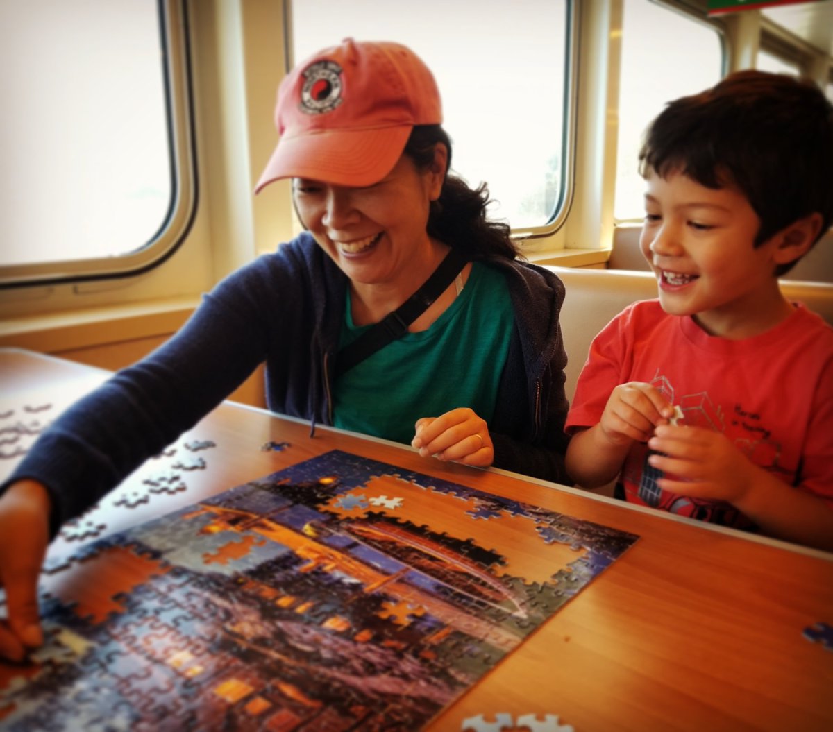 theREV5275's tweet photo. @wsferries - the family had fun working on a one of the many puzzles on the Mukilteo to Clinton run yesterday! https://t.co/3LYUrtRNxz
