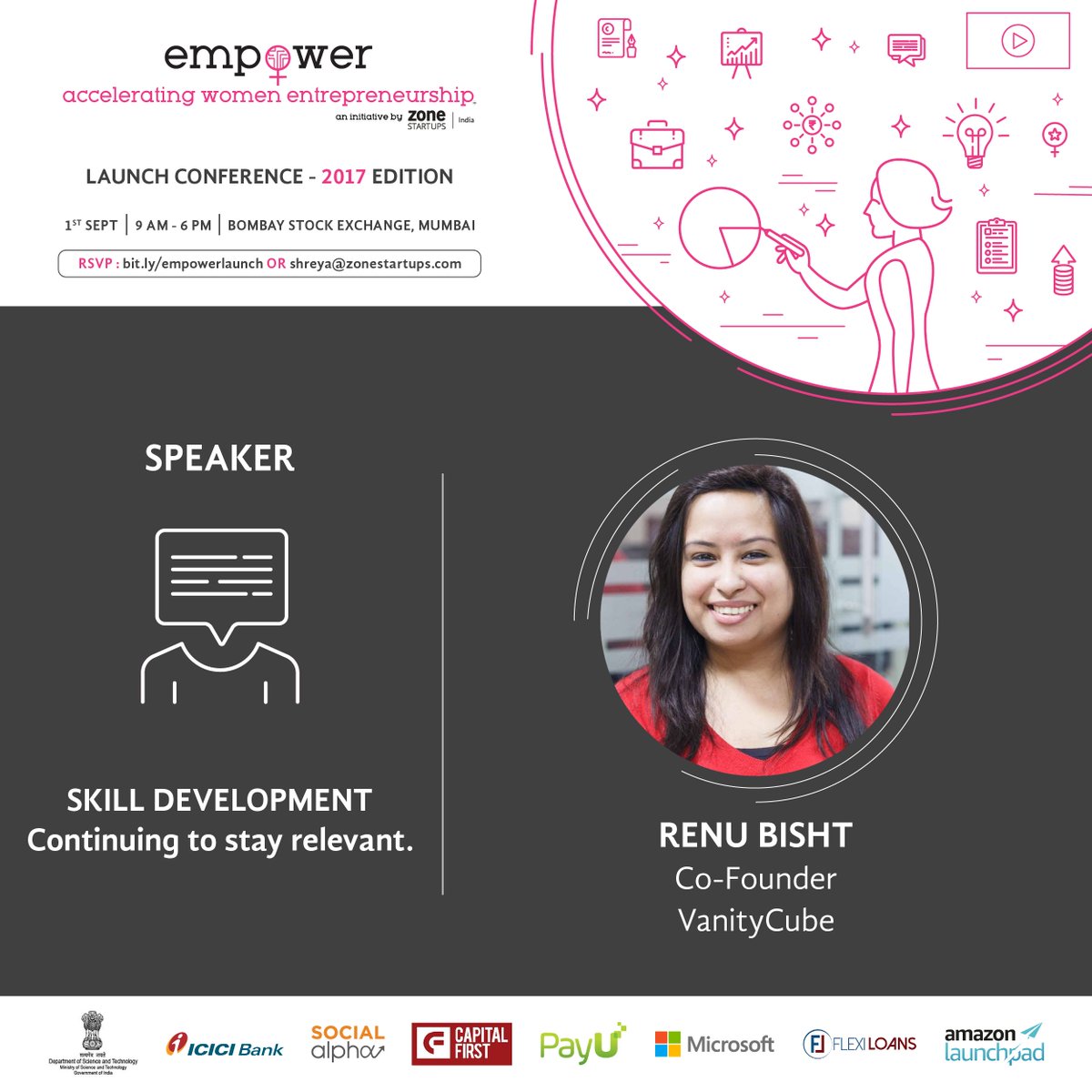 Hear <a href="/renubisht27/">Renu Bisht</a> talk about her skilling initiatives at <a href="/VanityCube/">VanityCube</a> in partnership with <a href="/UNDP/">UN Development</a>. #speaker #founder. RSVP - bit/ly/eventbrite