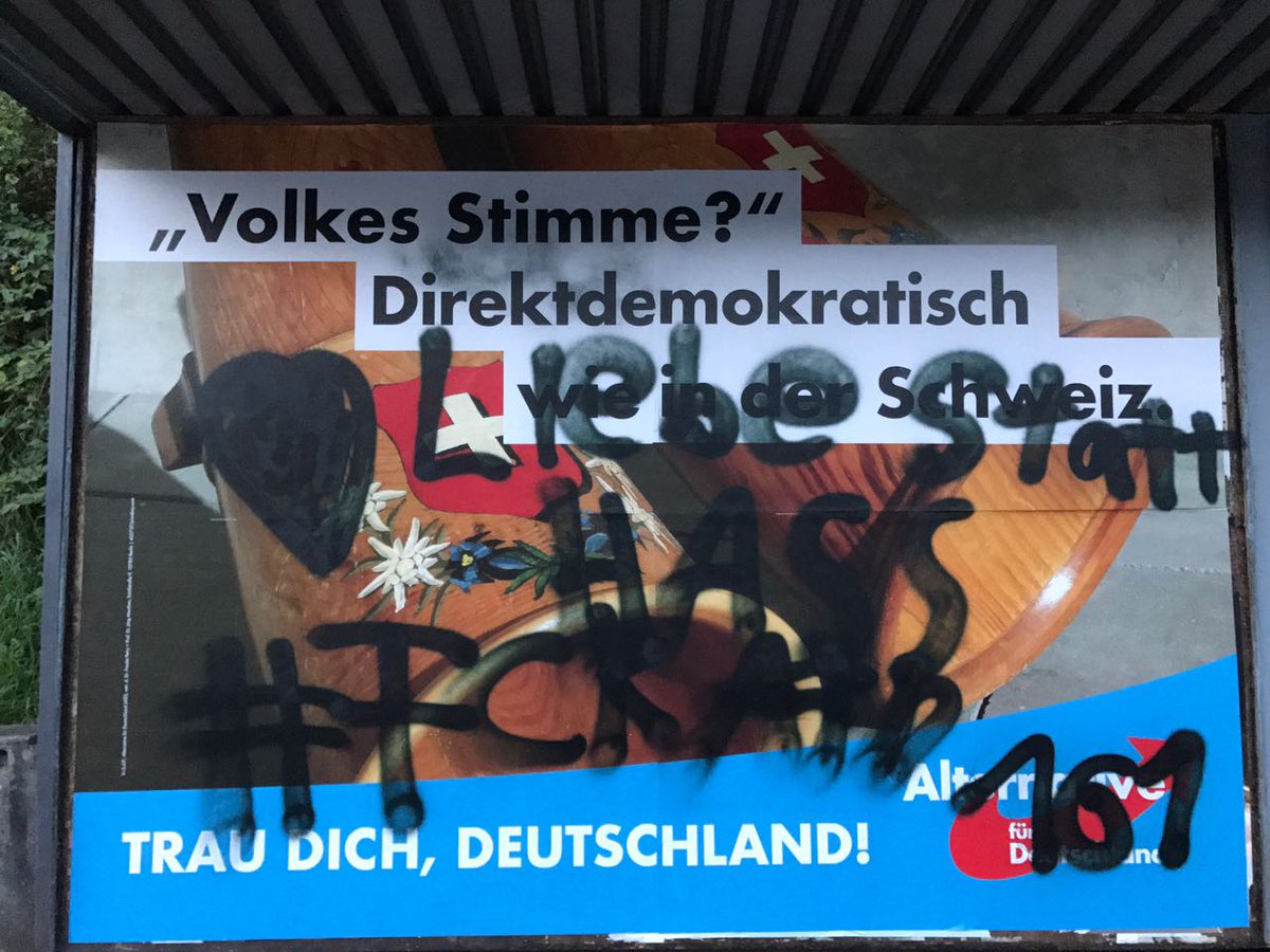 Professionelle Plakatabreisser und Schmierfinken "On Tour". Anzeigen erstattet. Einige von Polizei erwischt. #AfD #rheingau