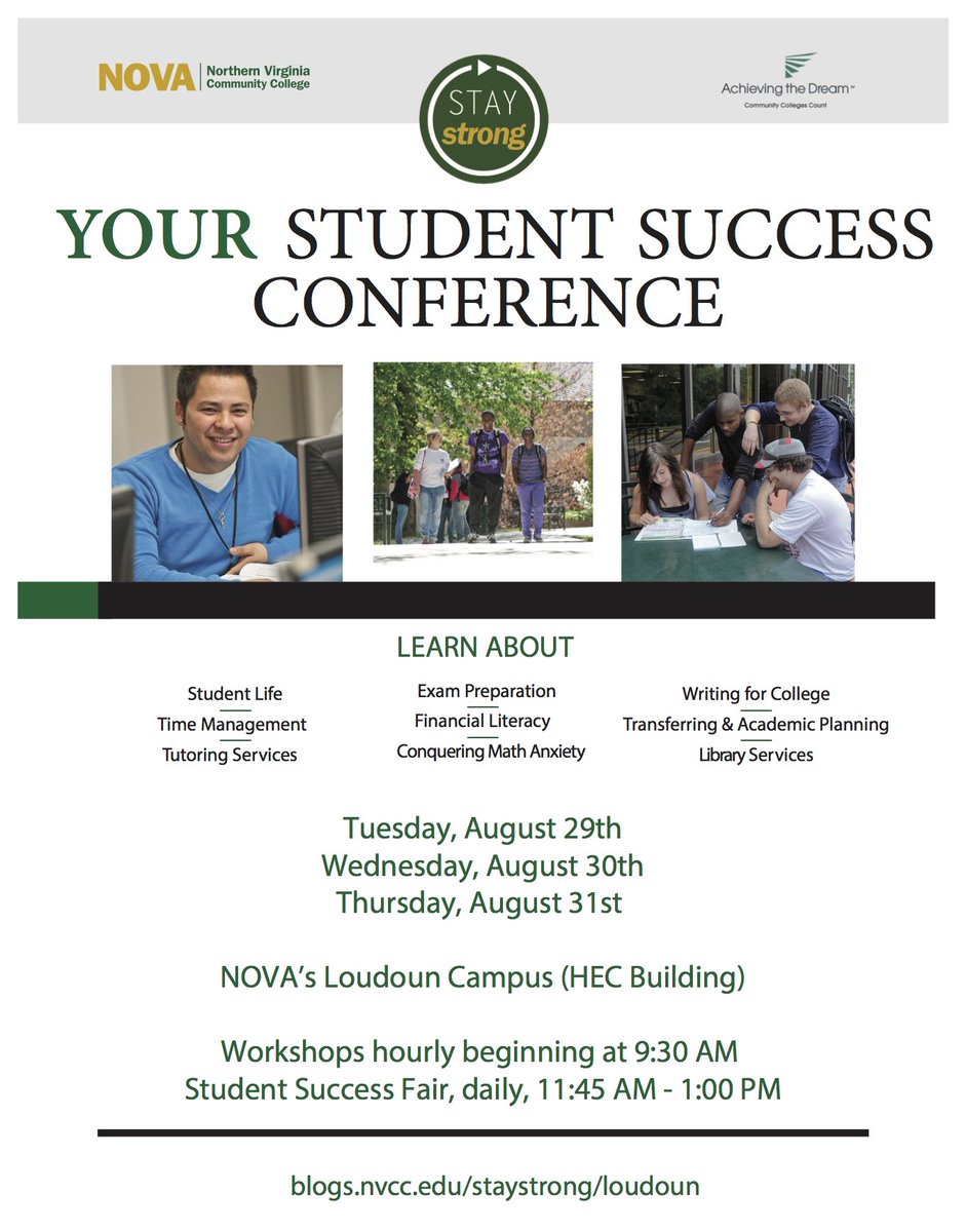 novaloudoun's tweet photo. Seeking student success? We've got some free, simple, short workshops for you at the Fall Student Success Conference this week in HEC Bldg. https://t.co/pgF0xjpagV