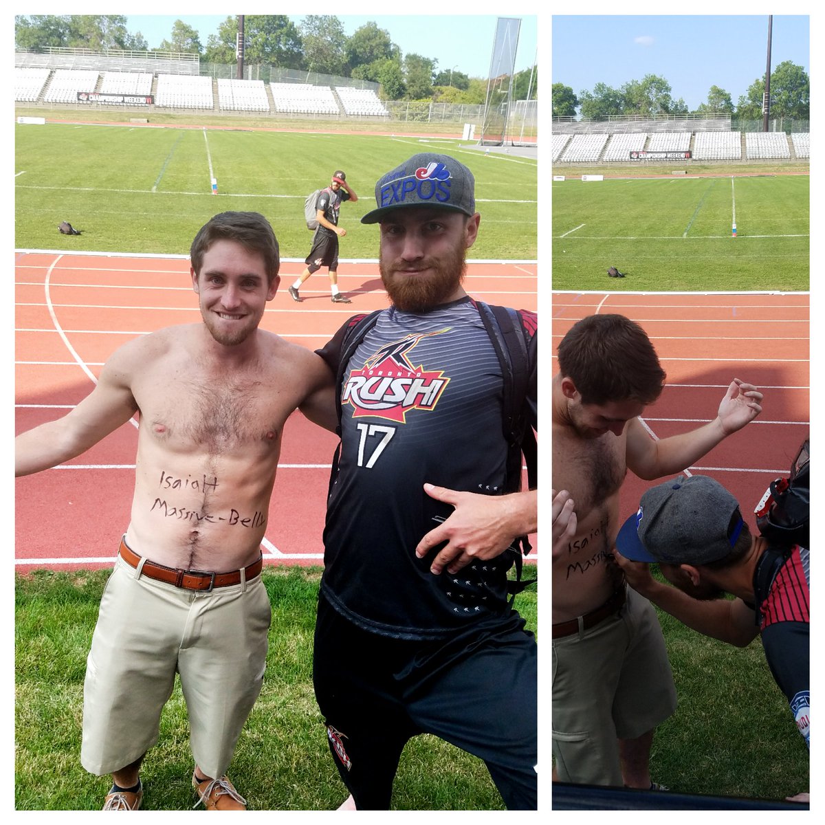 <a href="/Mattbhip/">Matt Bennett</a> <a href="/isaiahtmk/">isaiah Masek-kelly</a> Matt getting a good autograph from Isaiah massive belly. (maseh kelly)