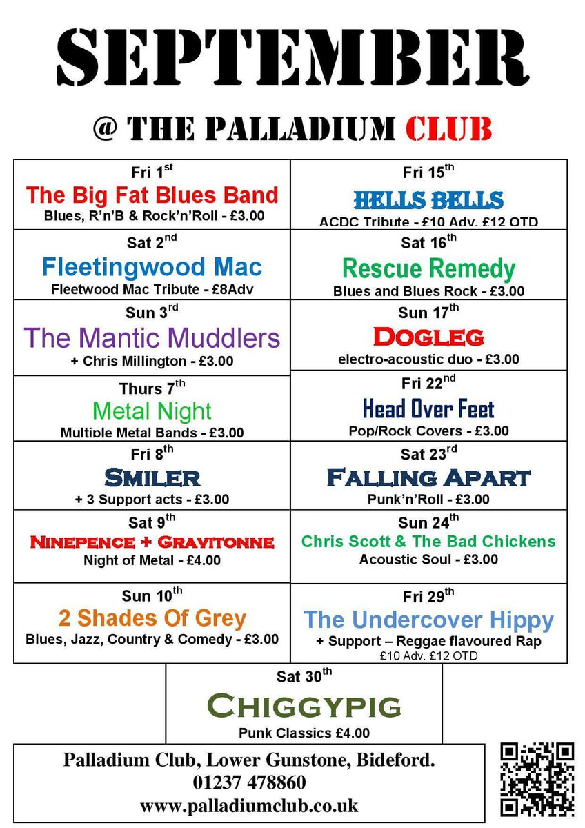PallyClub's tweet photo. @BBCDevon @BBCR2MusicBot @BBC6Music @TarkaRadio @1Xtra @TavistockSG @BrauntonSG @fleetingwoodmac #livemusic #palladiumclub #lovelivemusic https://t.co/eeOaXpkzqL