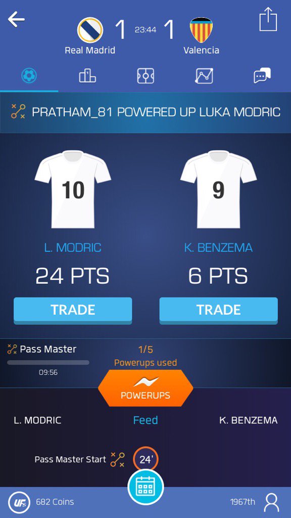 Prathams417's tweet photo. Just used my powerups on Luka Modric on @ultimatefanlive for Real Madrid vs Valencia https://t.co/P90mlm7Tli https://t.co/3VBPae4NVw