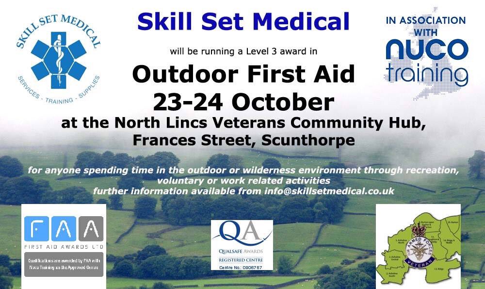 NLVCHCIC's tweet photo. #skillsetmedical will be running Outdoor First Aid course on 23-24 Oct at @NLVCHCIC in 31 Frances St, Scunthorpe, register now. https://t.co/qimRwt8Xc9