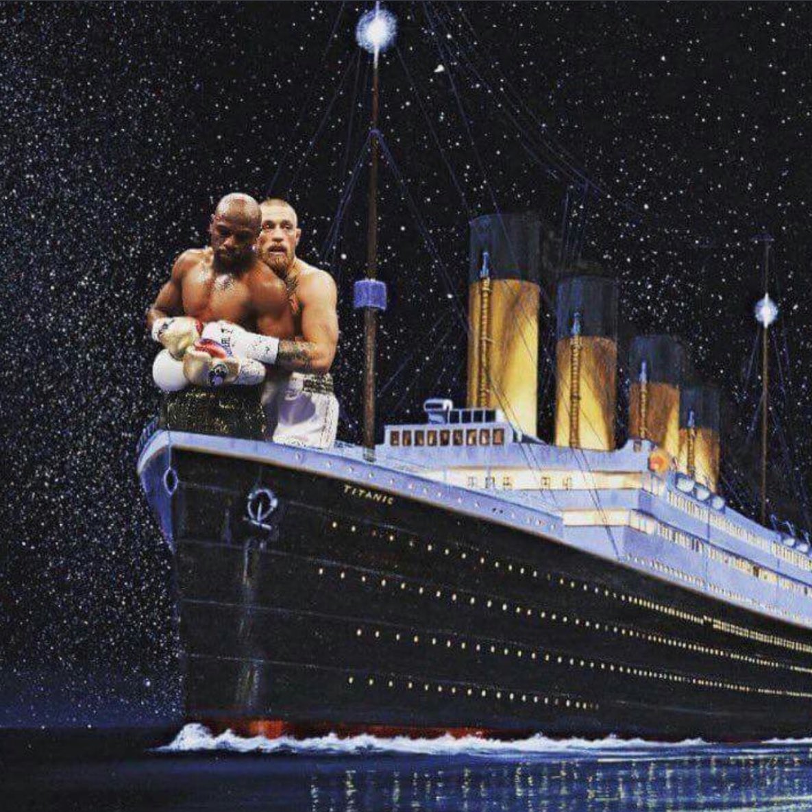 CaptainCesarD's tweet photo. I wonder if @TheNotoriousMMA drew @FloydMayweather like one of his French girls 🤣 #McGregorVsMayweather #Titanic #truelove https://t.co/6OZgSeenCu