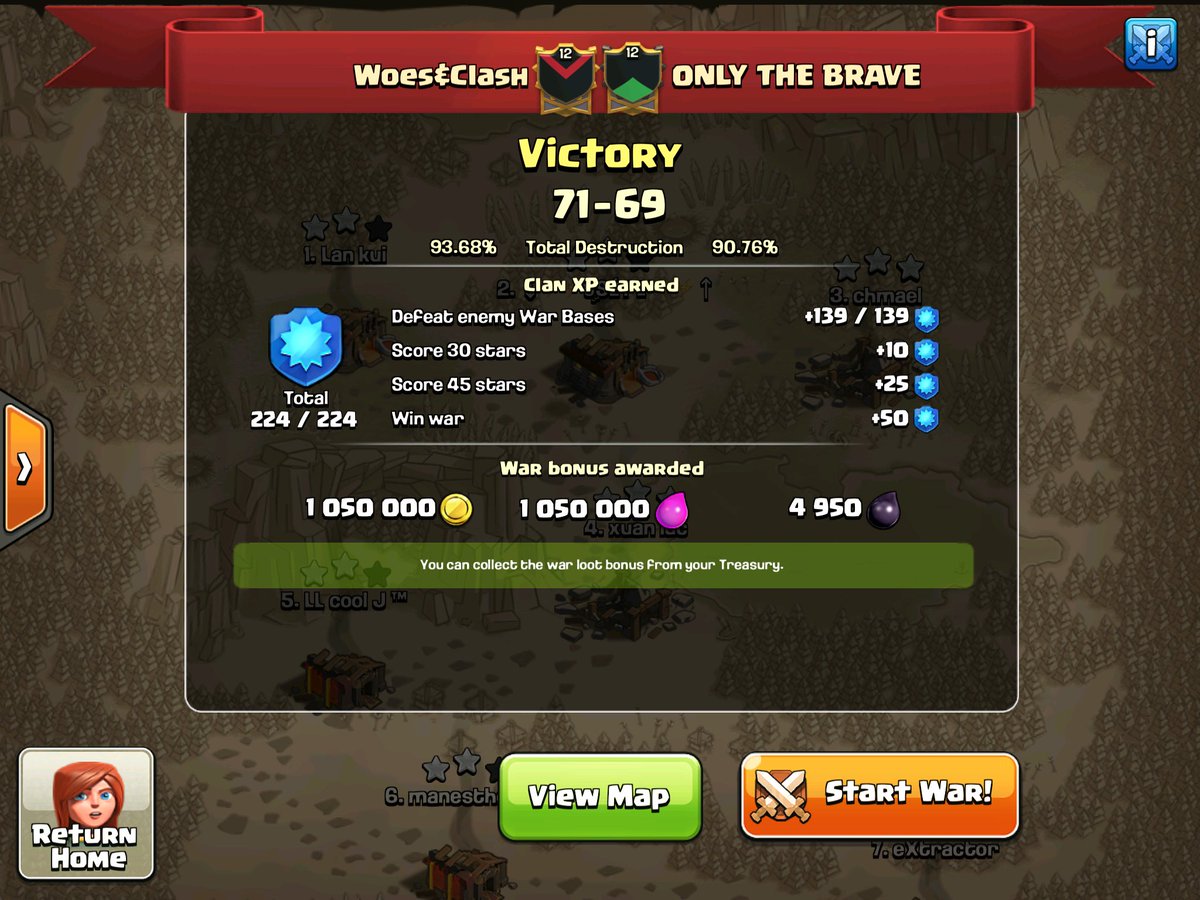 GG @TomahawkClash ! Fun 2/6/17 #cocpotluck spin. No 10v10s to speak of this war, very strong bases on you guys side