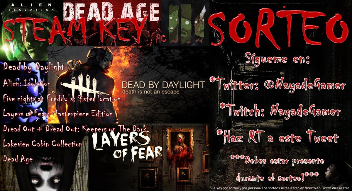 NayadeGamer's tweet photo. 💀👻🎮❤️SORTEO DE TERROR❤️🎮👻💀 

🔝STEAM KEYS🔝

VOLVEMOS CON LOS STREAM!

📌CONDICIONES Y JUEGOS A SORTEAR EN LA IMAGEN📌

💙GOOD LUCK AND HAVE FUN💙 https://t.co/etovHcpX4V