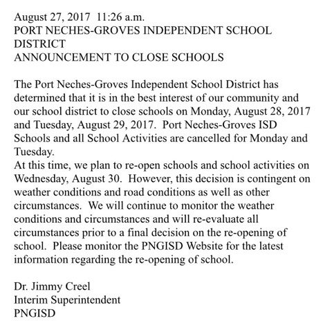 pnghsndns's tweet photo. PNGISD will be closed on Monday, August 28th and Tuesday, August 29th. https://t.co/558qBW7dTo