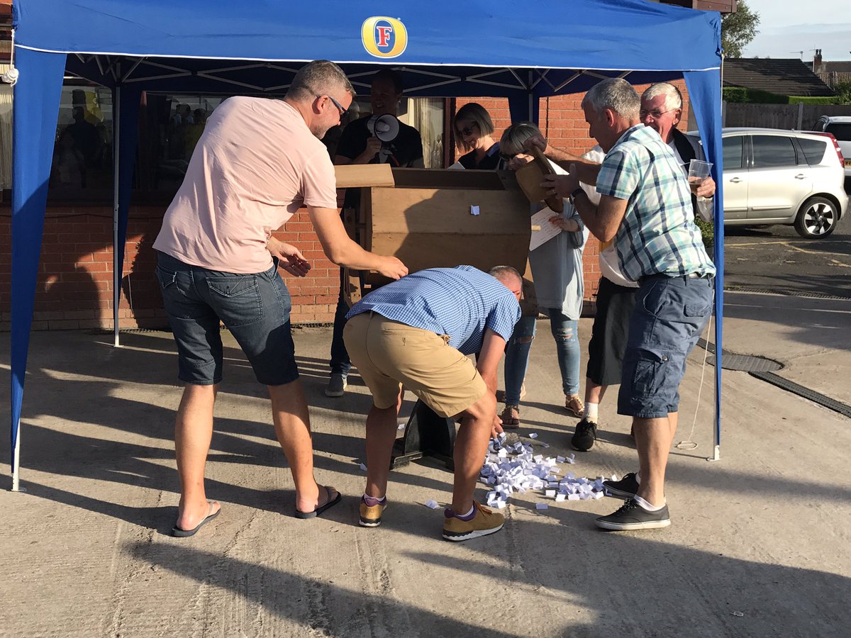NewLongtonSSC's tweet photo. Lesson one when doing a tombola - make sure the lid is on.... #newlogton #disaster #pickthatup https://t.co/7KQ6HZhZUD