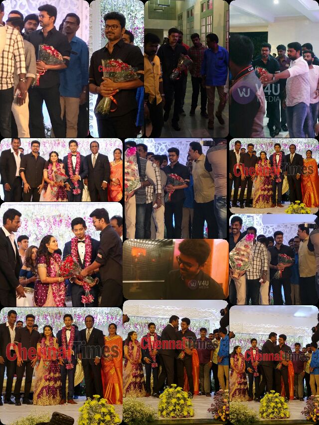 Vaani_JK's tweet photo. #Thalapathy @actorvijay ❤❤ at the wedding reception of #Vishal's sister 😍 https://t.co/tKf6lOSrdv