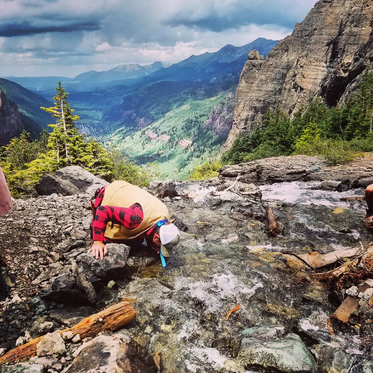 Drinking that cold Rocky Mountain water <a href="/lifestraw/">LifeStraw</a>
