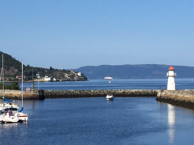Sunny @Trondheim at noon today. Northbound coastal line <a href="/Hurtigruten/">Hurtigruten</a> heading for Kirkenes.
