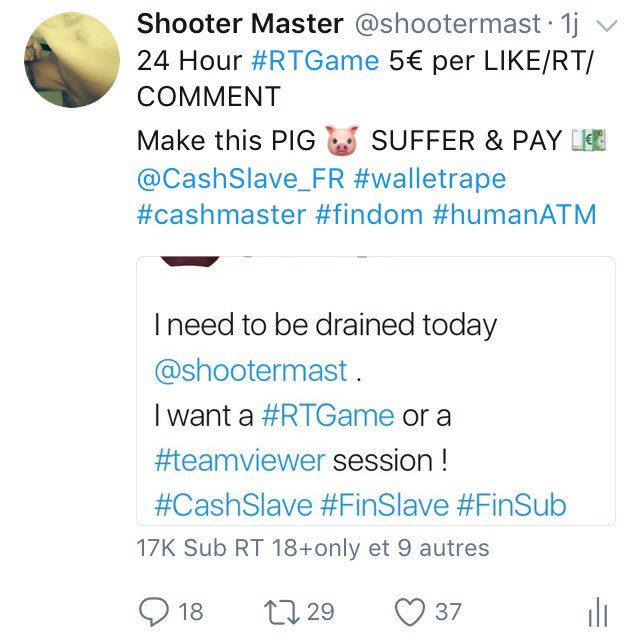 shootermast's tweet photo. #RTGame benefits : 420€! @CashSlave_FR U know what to do. Do it NOW. I'll smoke a big joint to appreciate it ! #420 #humanATM #cashmaster https://t.co/RQ71SPrv1K
