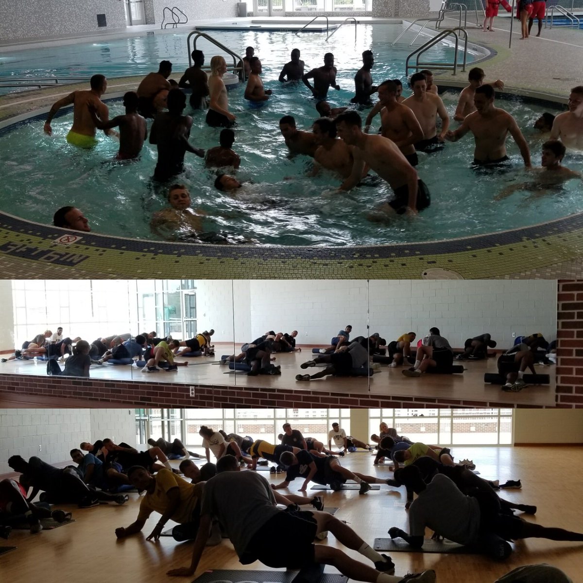 Foam rolling, yoga &amp; pool workout in preparation for HPU tomorrow night (home, 7pm).
