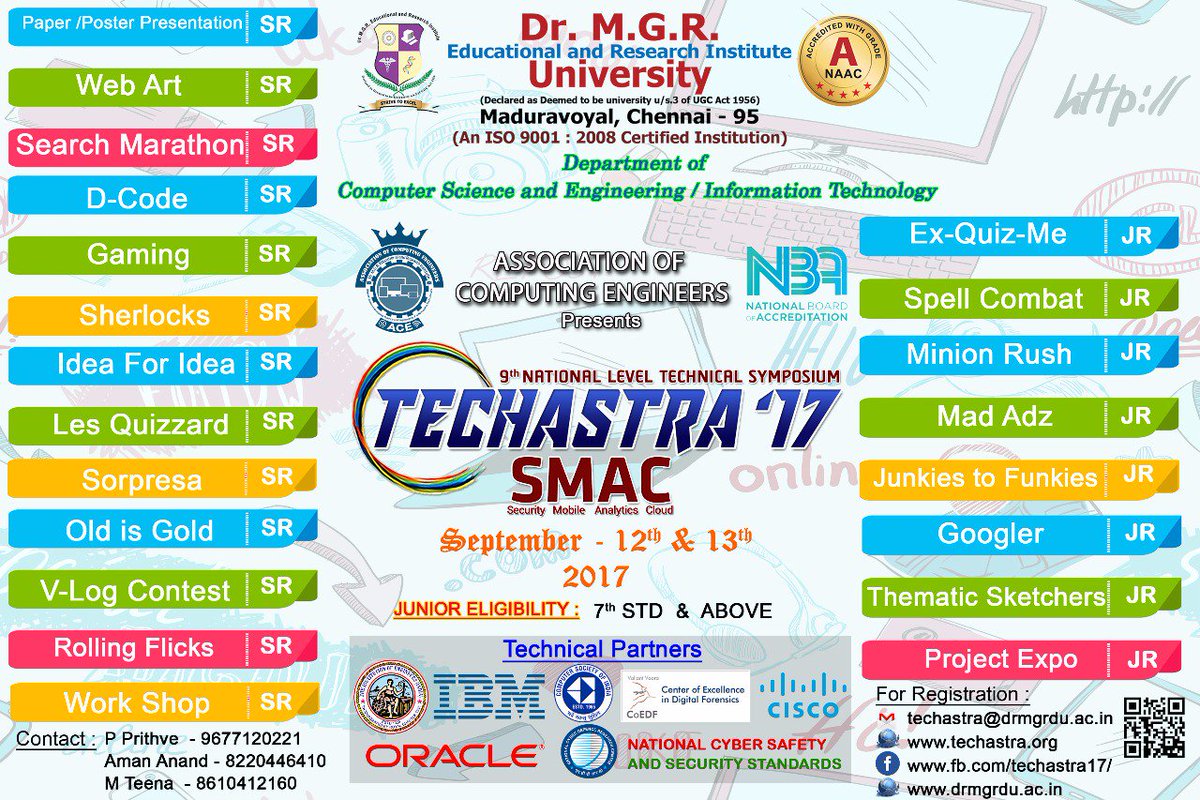 MgrUniversity's tweet image. #MGRUniversity Association of Computing Engineers &amp;amp; #CSEDept #ITDept invites you to #technical #symposium TECHASTRA on 12th&amp;amp;13th September