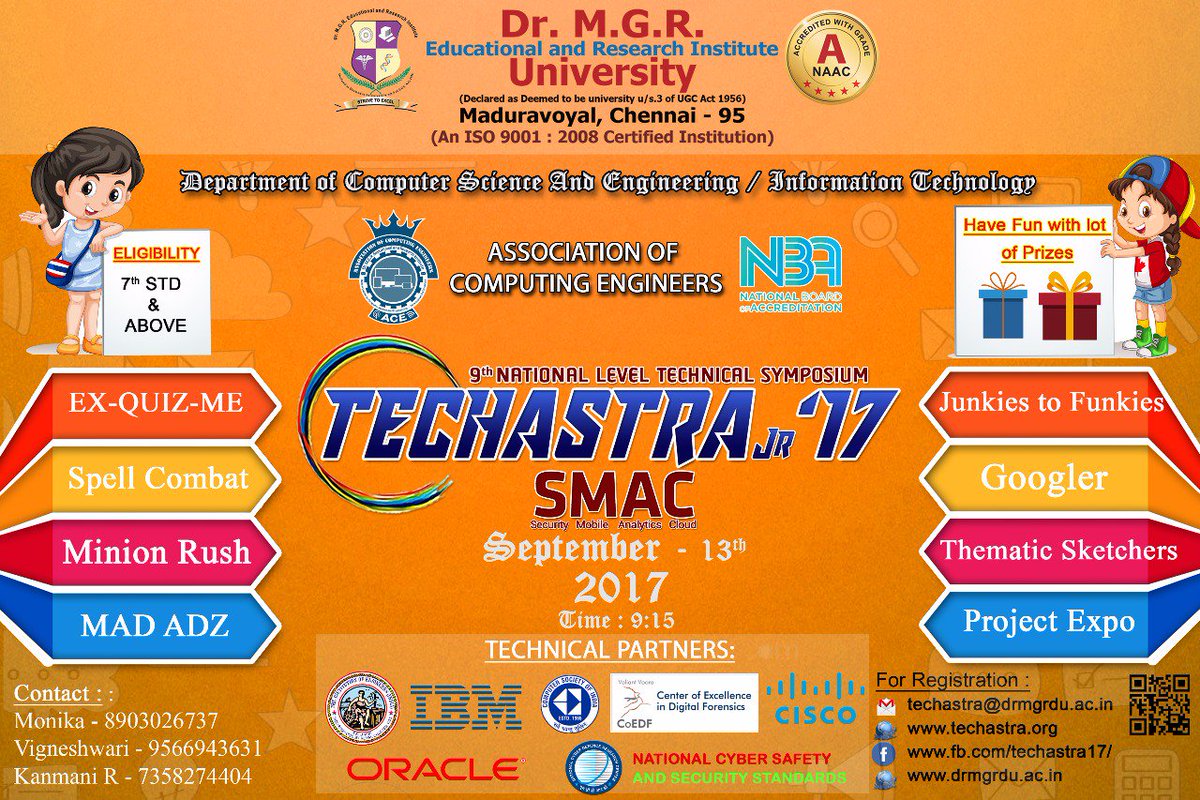 MgrUniversity's tweet image. #MGRUniversity Association of Computing Engineers &amp;amp; #CSEDept #ITDept invites you to #technical #symposium TECHASTRA on 12th&amp;amp;13th September