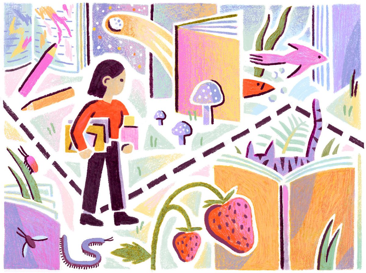 Person walking with books