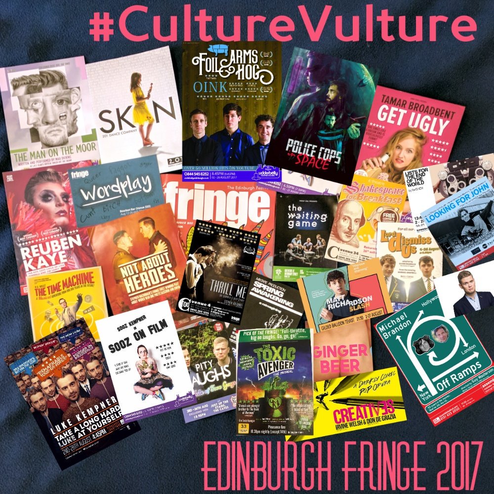 dudaspeter's tweet photo. #CultureVulture #EdFringe17 #TheManontheMoor #Skin #Oink #PoliceCopsinSpace #LookingforJohn #TimeMachine #SoozonFilm #LukeKempner #Listsshow https://t.co/QLR01Rm5u4