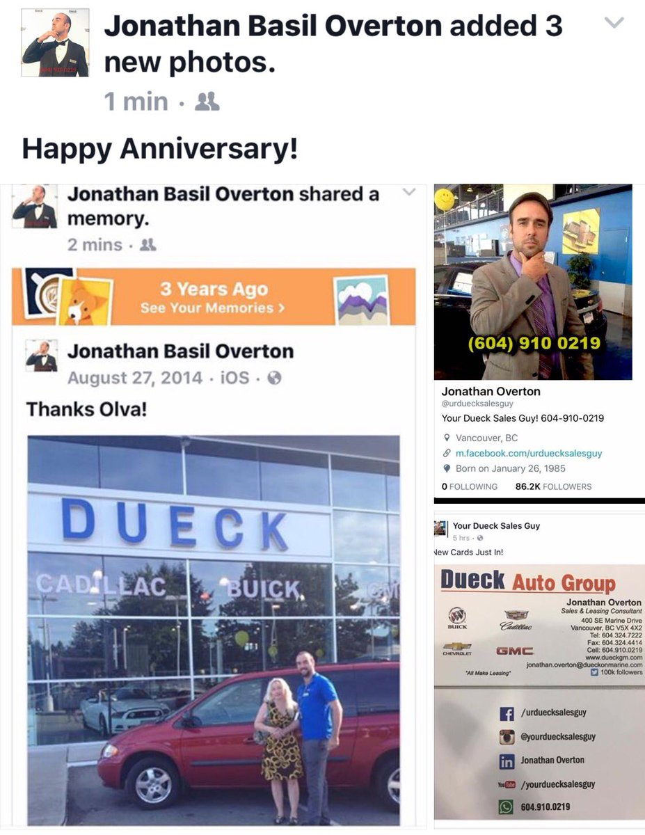 urduecksalesguy's tweet photo. #DueckThrowBackPost! #Happy #Anniversary! #TeamDueck #Just_Du_eck #Got_Dueck @Dueckgm @Chevrolet @Cadillac @Buick @ThisIsGMC @GMcanada #4col https://t.co/DNjFJqsyLw