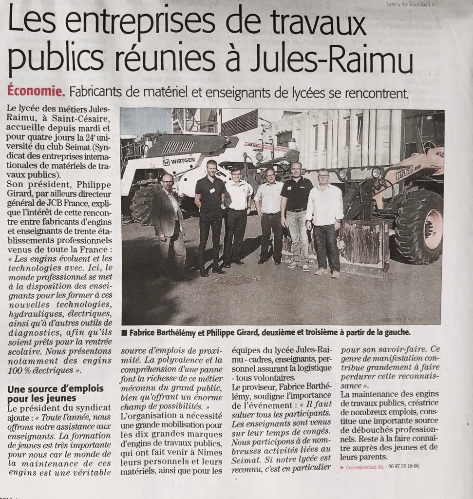 LyceeRaimu's tweet photo. La 24ème Université d'Été du @ClubSeimat dans la presse Midi-Libre du 25-08 https://t.co/QltiZGcALZ