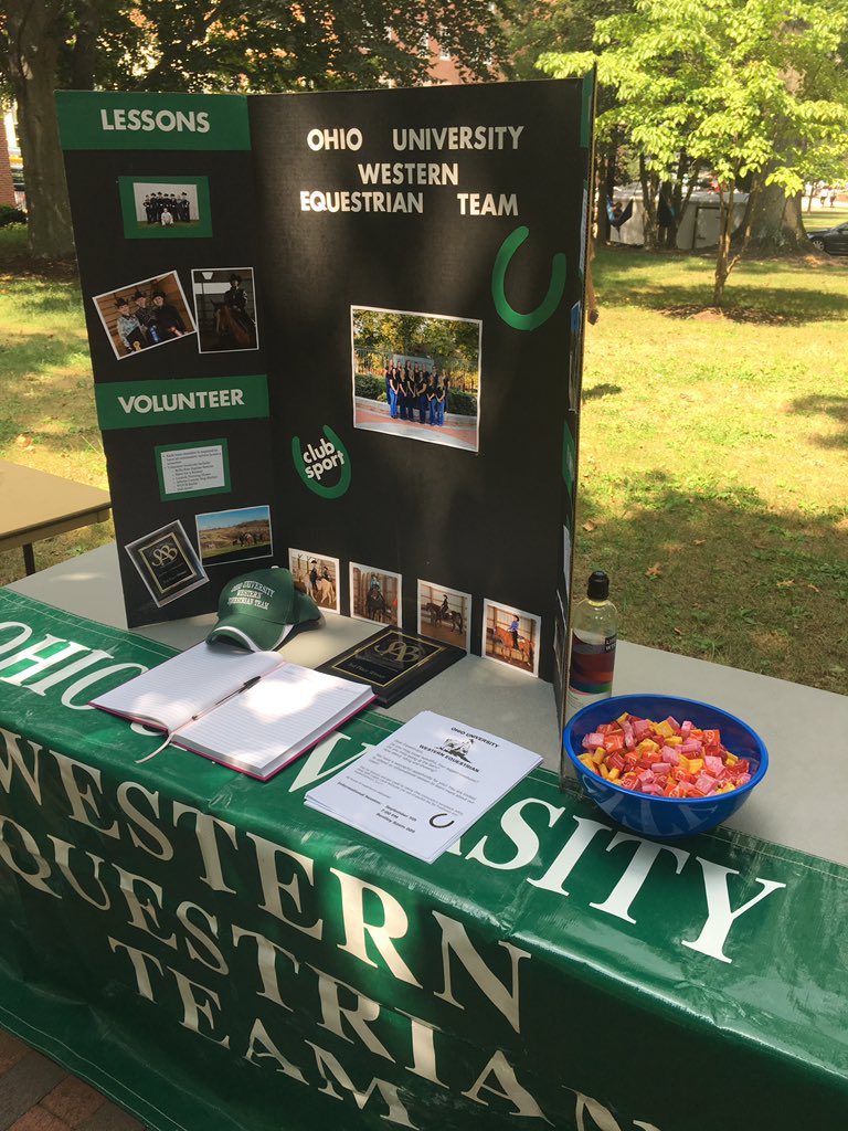 OhioUwestern's tweet photo. Stop by the involvement fair on college green from 3-5 and meet members Hailey and Reagan to get more information about our team! 💚🐴 https://t.co/o1yjsdD1IZ