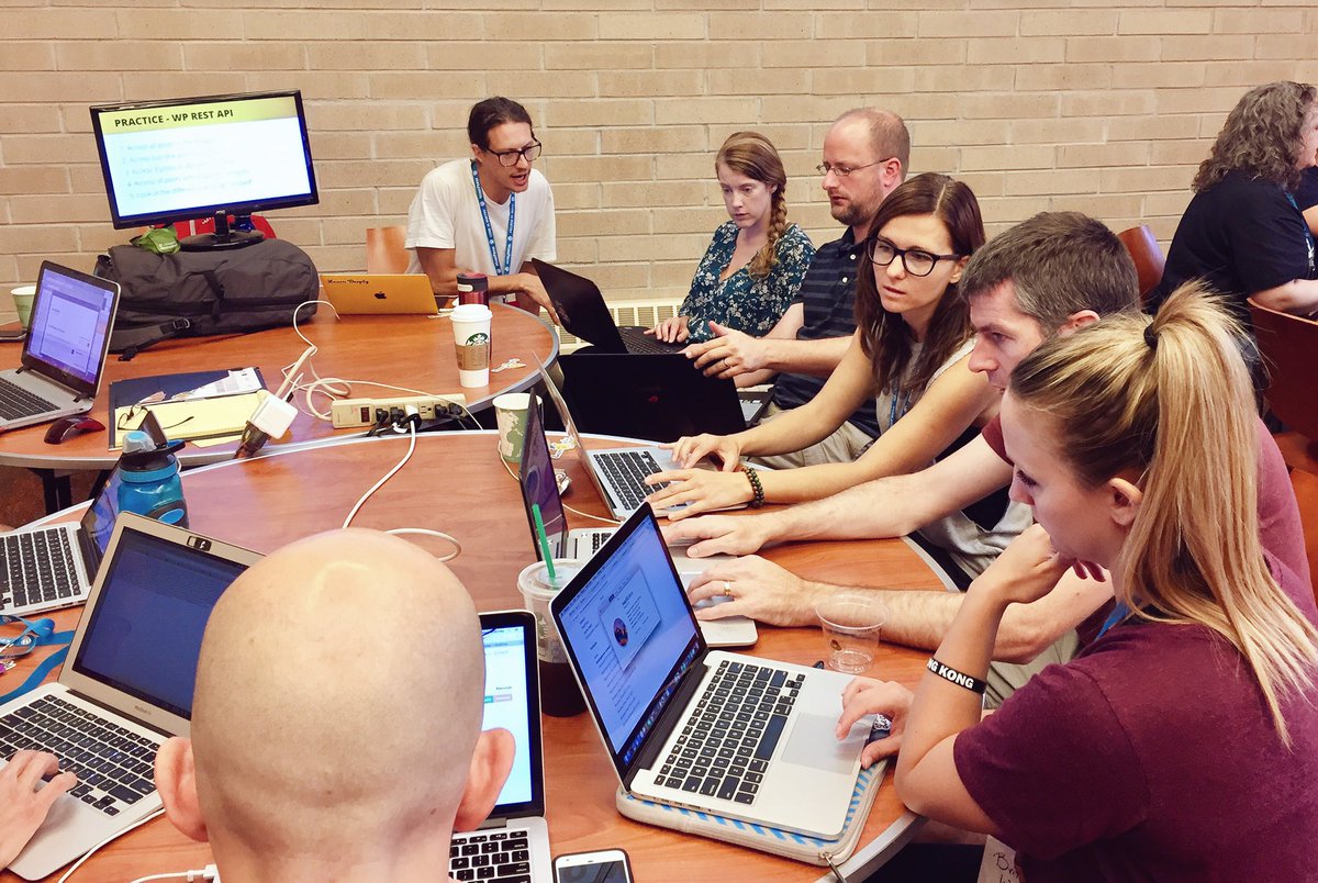 sonjaleix's tweet photo. Great workshop day at #wcdenver!! @zgordon is a damn good teacher #learndeeply #javascriptwp https://t.co/ZveMSrkS9a