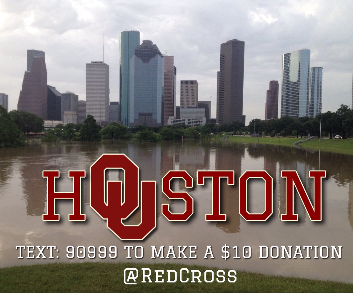 #SoonerNation if you're looking to help our #SoonerFamilies &amp; many others, Text "Harvey" to  90999 to make a $10 donation to <a href="/RedCross/">American Red Cross</a> 🙏🏼❤️