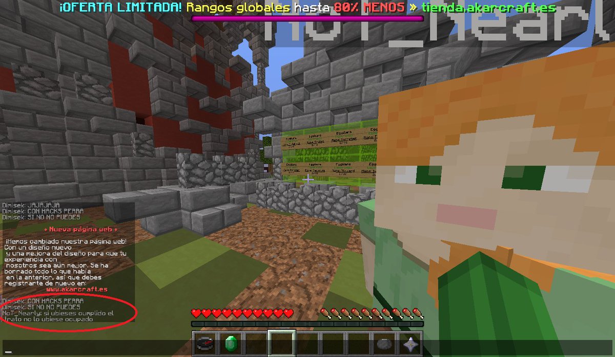 Dimisek_YT's tweet photo. @AkarCraft ESTE SUJETO JODE EN TODAS LAS PARTIDAS USA ANTINOTBACK Y DA CRITICOS ADEMAS ACEPTO QUE USO HACKS PARA GANARME SE LLAMA NOT_NEARLY https://t.co/i3gAM2XkNS