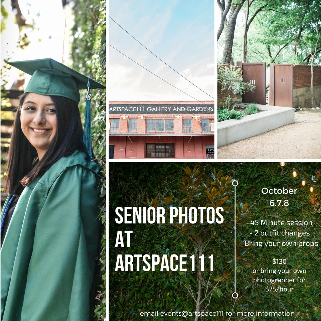We've partnered with Gladden Photography October 6-8 for Senior Photos @ Artspace111! Email events@artspace111.com to secure your spot!